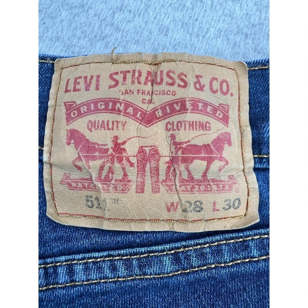 Levis 511 Jeans Mens 28x30 Blue Slim Straight Stretch Denim Medium Wash Pants